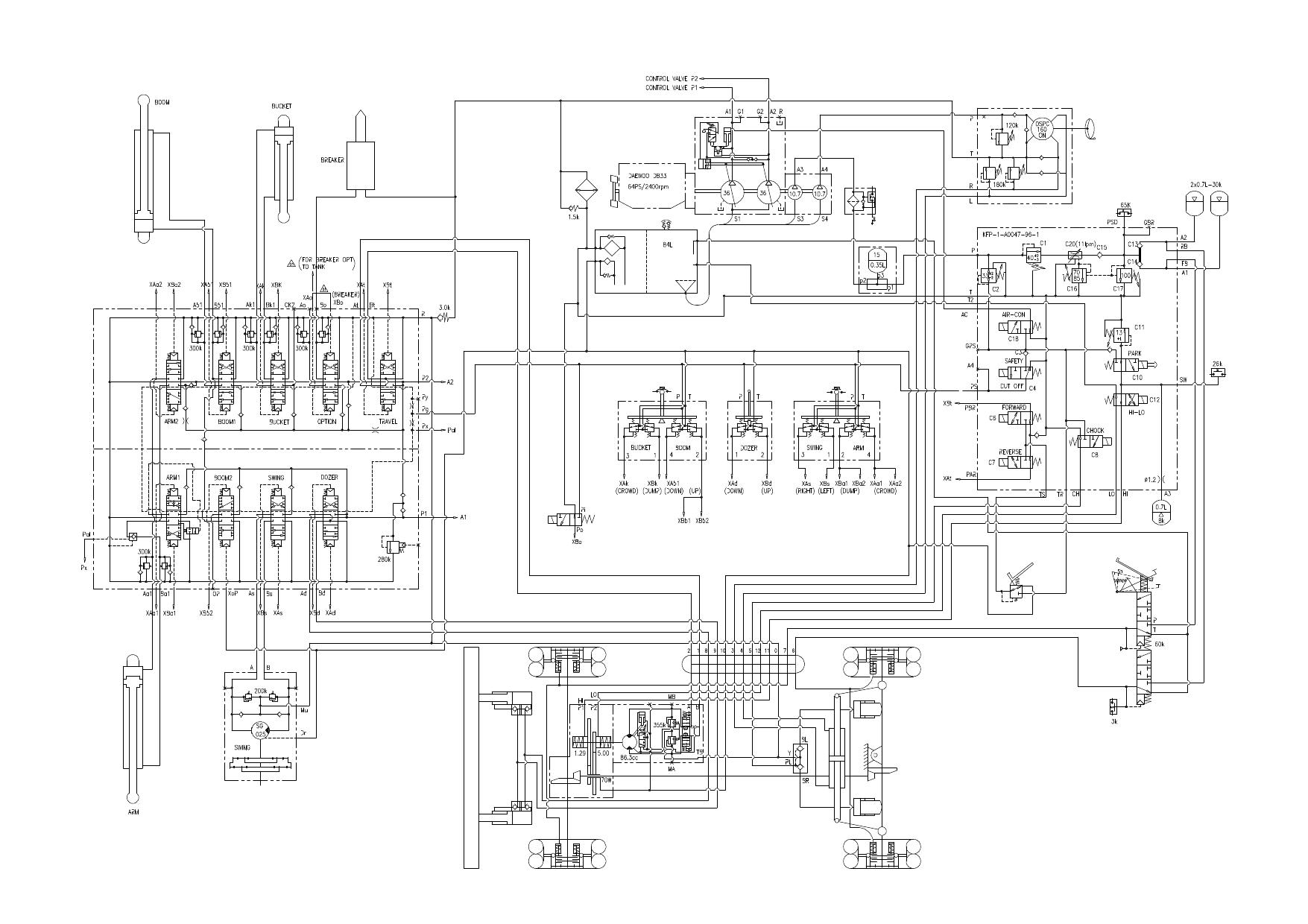 S080W-3 HYDRAULIC CIRCUIT DIAGRAM Schematic Daewoo Doosan